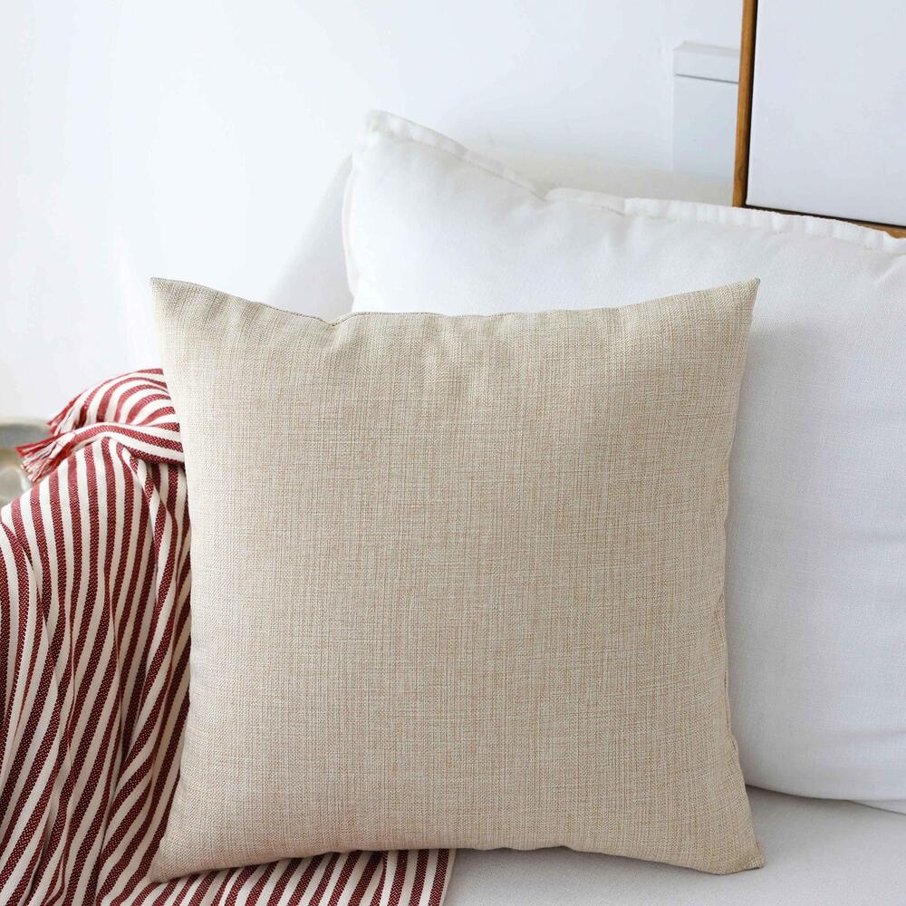 4029 24x24 Pillow Cover Burlap Solid Linen European Throw Pillow Sham